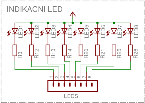 Obr. 18 - Zapojení indikačních LED