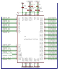 Zapojení paměti SDRAM (IC8)