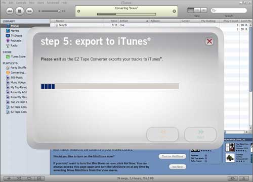 Obr.6 - Export do iTunes je v prostředí EZ Type Converteru nezbytný pro uložení dat do MP3 